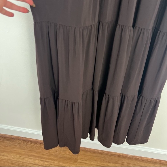 A.L.C. Corinna Turtleneck Tiered Maxi Dress Open Back Chocolate Brown - Picture 6 of 11